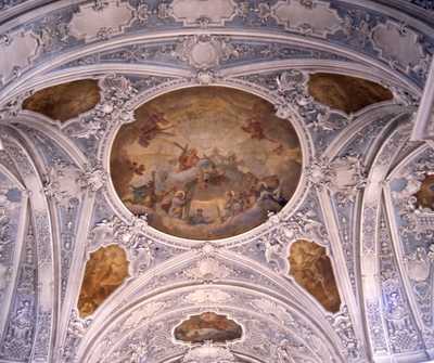 Gößweinstein, Kuppelbild, Kartierung der Tagewerksgrenzen mit Konstruktionslinien